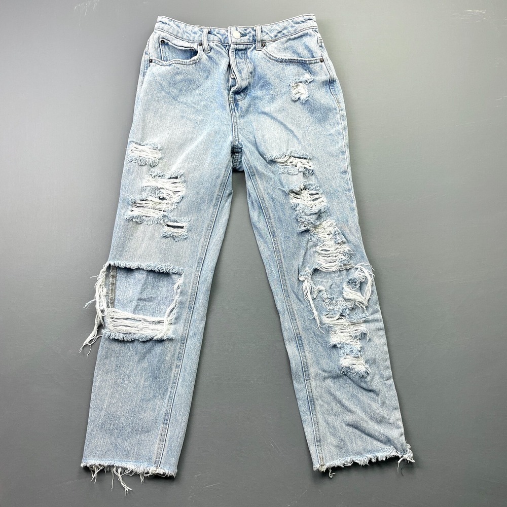 Vanilla Star Women's Size 7 Blue Boyfriend Jeans Light Wash Distressed 90s Y2K